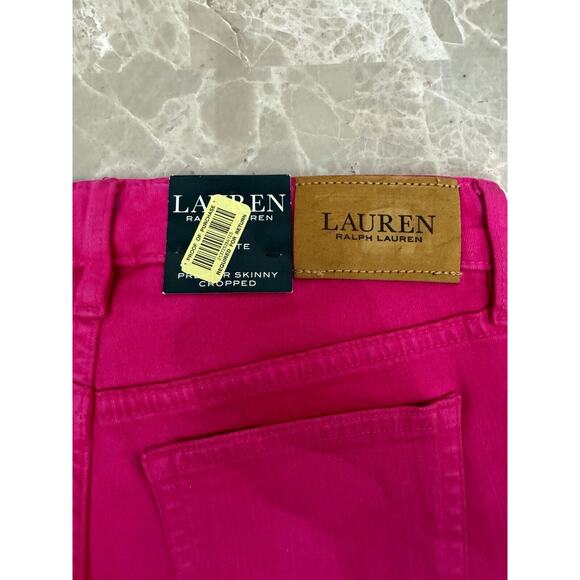 Lauren Ralph Lauren Women's 2P Barbie Hot Pink Premier Skinny Cropped Jeans Rare - Picture 4 of 5